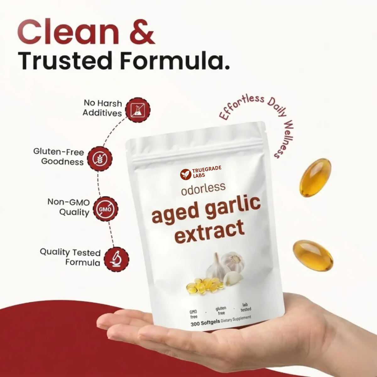 Gereifter Knoblauchextrakt – 7500 mg geruchlose Weichkapseln